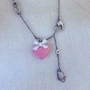 Vintage Dior bow heart charm necklace